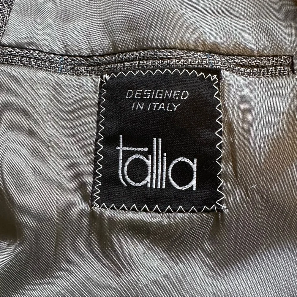 Vtg TALLIA Blazer Sport Coat 46R? Casual Jacket 100% Wool‎ Two Button Grey *READ